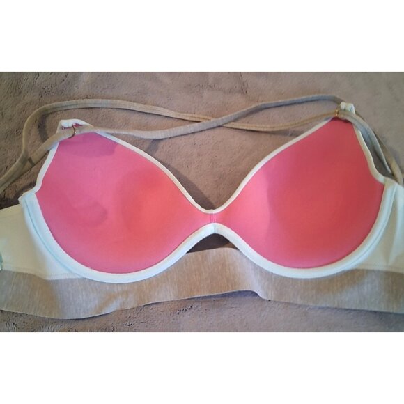 Victoria’s Secret PINK Bonded Scoop Push-Up Bra Gray Green Cut-Out Size Large - Picture 3 of 4